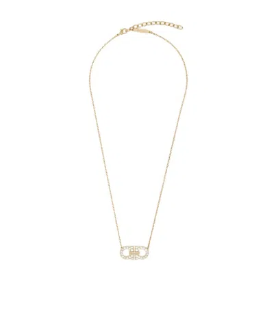 Ferragamo Embellished Gancini Pendant Necklace In Gold