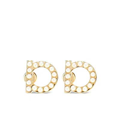Ferragamo Embellished Gancio Earrings In Gold