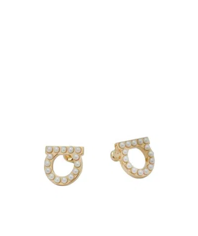 Ferragamo Embellished Gancio Earrings In Yellow