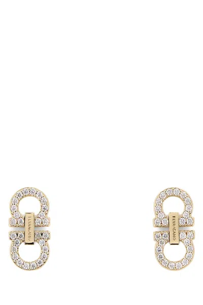 Ferragamo Embellished Metal Earrings With Dimensions 2.5 Cm X 1 Cm In Gold