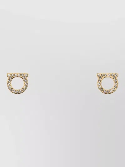 Ferragamo Embellished Metal Gancini Earrings In Purple