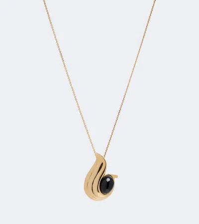 Ferragamo Embellished Pendant Necklace In Gold