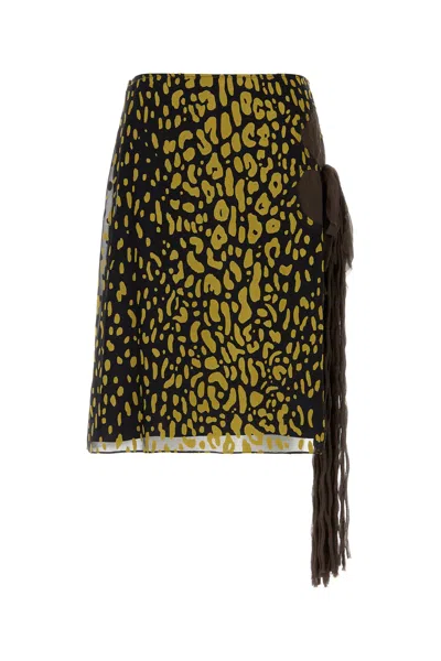 Ferragamo Embellished Silk Blend Skirt In Yellow