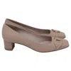 Ferragamo Embellished Square-toe Pumps In Beige Leather In Brown