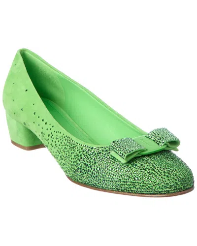 Ferragamo Embellished Suede Pump In Animal Print