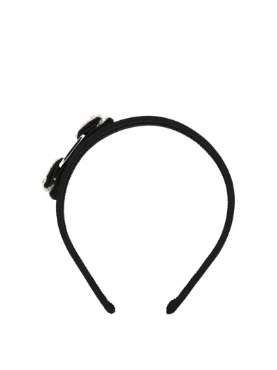 Ferragamo Embellished Vara Bow Headband In Black