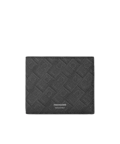 Ferragamo Embossed Bifold Wallet In Black