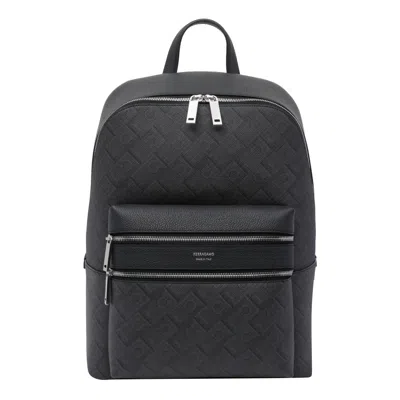 Ferragamo Embossed Gancini Backpack In Black
