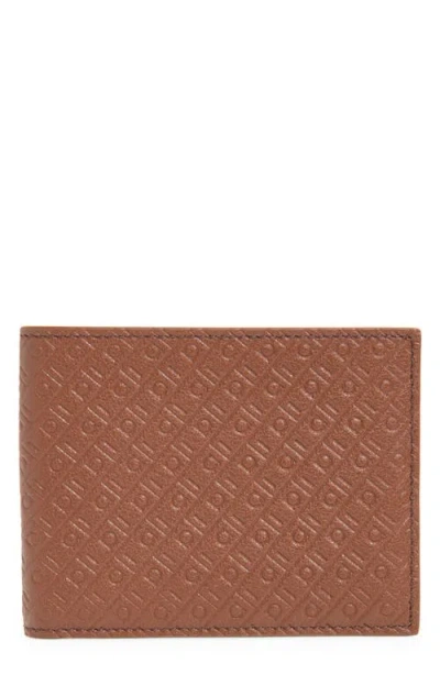 Ferragamo Embossed Gancini Leather Bifold Wallet In Brown