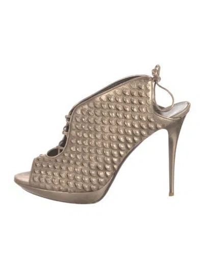 Pre-owned Ferragamo Embossed Leather Animal Print Espadrilles In Neutral