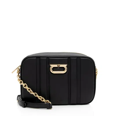Ferragamo Embossed Leather Cc Chain Camera Bag In Black