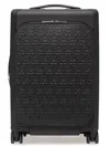 Ferragamo Embossed Leather Logo Trolley With Multi-zip Compartments In Black