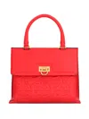 Ferragamo Embossed-leather Shoulder Bag In Red