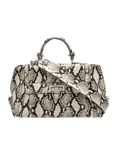 Pre-owned Ferragamo Embossed Leather Top Handle Bag In Multi