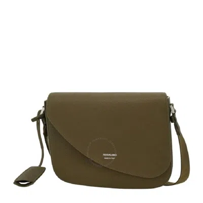 Ferragamo Embossed Logo Crossbody Bag In Green