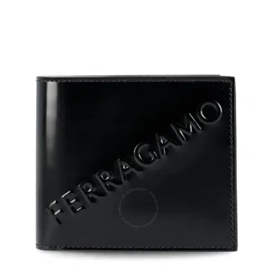 Ferragamo Embossed Logo Leather Wallet In Black