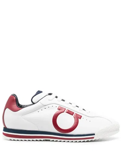 Ferragamo Embossed-logo Low-top Sneakers In White
