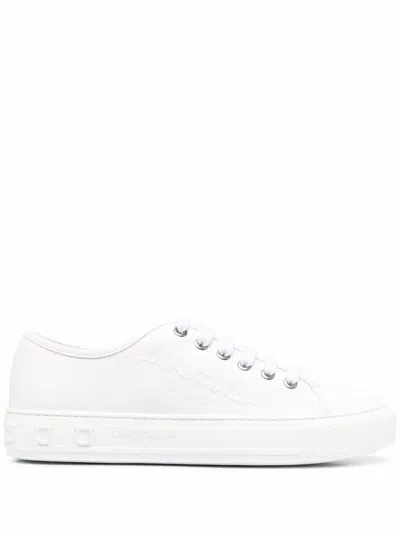 Ferragamo Embossed-logo Low-top Sneakers In White