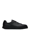 Ferragamo Panelled Leather Sneakers In Black