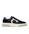 Ferragamo Black Low Cut Gancini Outline Sneakers In Black