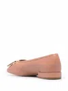 Ferragamo Embossed-logo Plaque Ballerina Shoes In Pink
