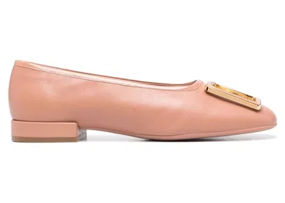 Pre-owned Ferragamo Embossedlogo Plaque Ballerina Sneakers (women's) Sneakers In Pink