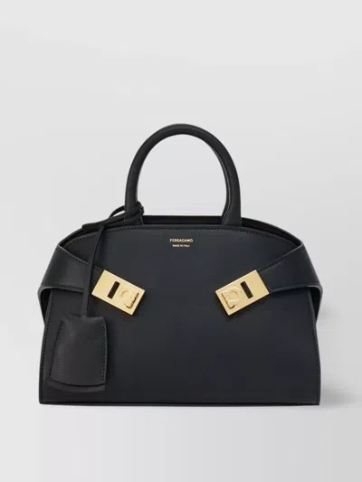 FERRAGAMO THE HUG BAG MINI LEATHER TOTE BAG