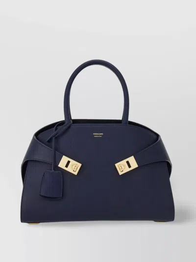 Ferragamo Embrace Small Leather Tote Bag In Blue