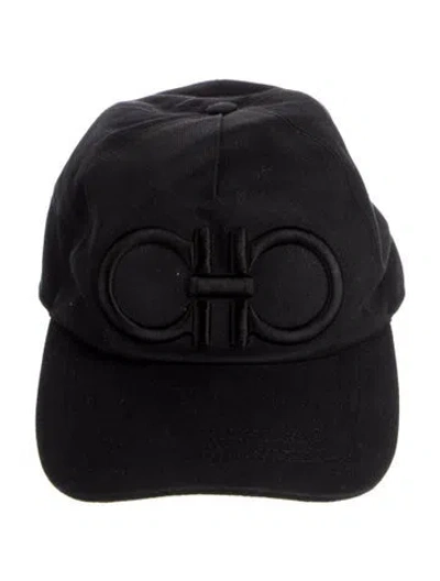 Pre-owned Ferragamo Embroidered Baseball Hat In Black