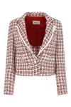 Ferragamo Patterned Boxy Jacket In Redoffwhitenavy