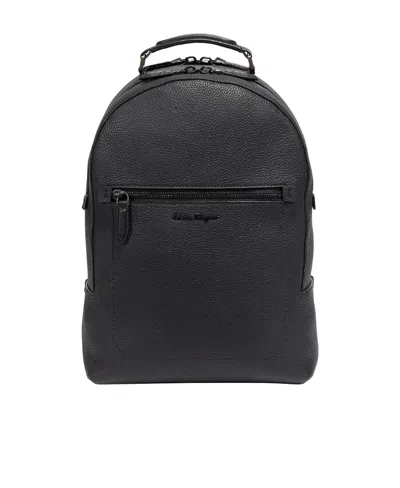 FERRAGAMO SALVATORE FERRAGAMO LOGO EMBROIDERED ZIPPED BACKPACK