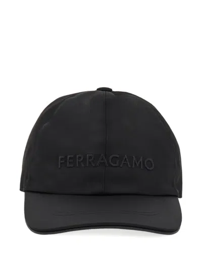 Ferragamo Embroidered-logo Baseball Cap In Black