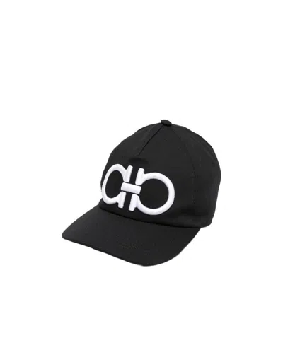 Ferragamo Embroidered-logo Baseball Cap In Black