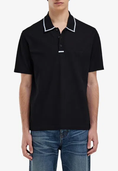 Ferragamo Embroidered Logo Polo T-shirt In Black