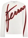 Ferragamo Embroidered Logo T-shirt In White