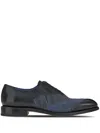 Ferragamo Embroidered Oxford-shoes In Blue