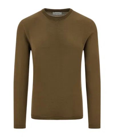 Ferragamo Light Sweater With Embroidered Signature In Green