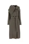 Ferragamo Embroidered Wool Blend Coat In Gray