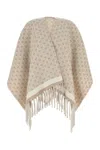 Ferragamo Wool Reversible Cape With Embroidered Geometric Pattern