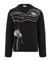 Ferragamo Embroidery Round-neck Sweater In Black