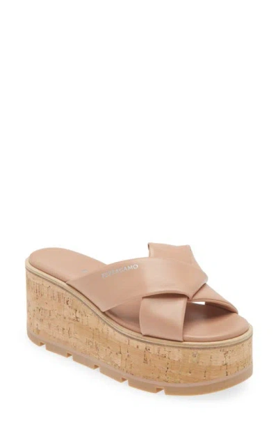 Ferragamo Engracia Leather Cork Slide Sandals In Rosa