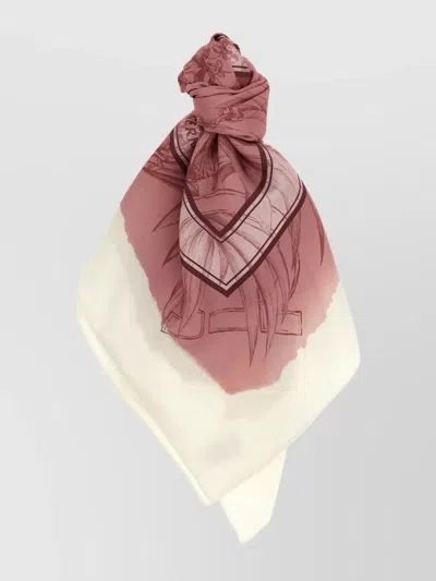 Ferragamo Engraved Floral Lightweight Rectangular Scarf In Pink