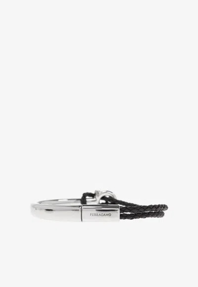 Ferragamo Engraved Logo Bracelet In Silver