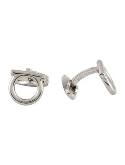 Pre-owned Ferragamo Engraved Logo Cufflinks In Multi