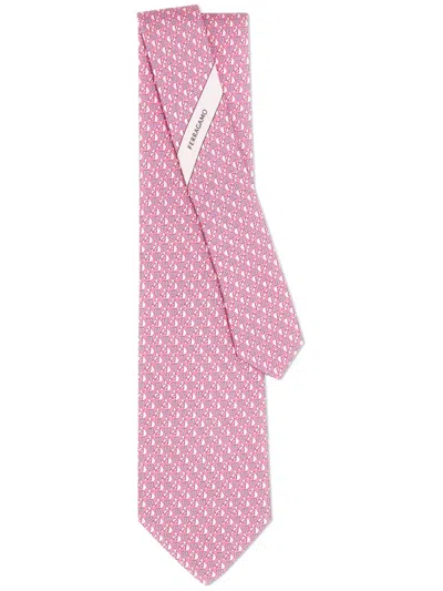 Ferragamo Herren Equestrian Print Silk Tie In Pink