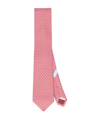 Ferragamo Equestrian Printed Tie In Red