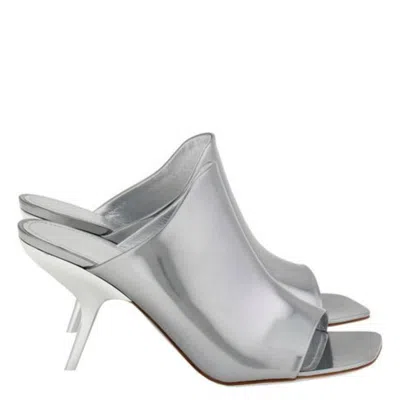 Ferragamo Era Patent Leather Mules In Gray
