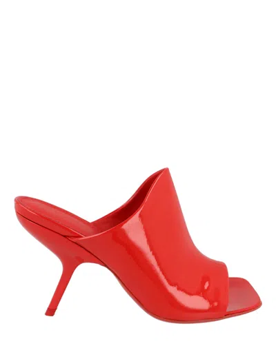 Ferragamo Era Patent Leather Mules In Red