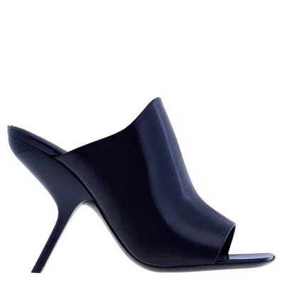 Ferragamo Era X5 Patent Leather Mules, Size 7 C In Blue