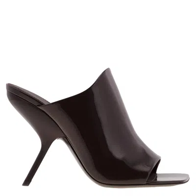 Ferragamo Era X5 Patent Leather Mules, Size 7 C In Brown